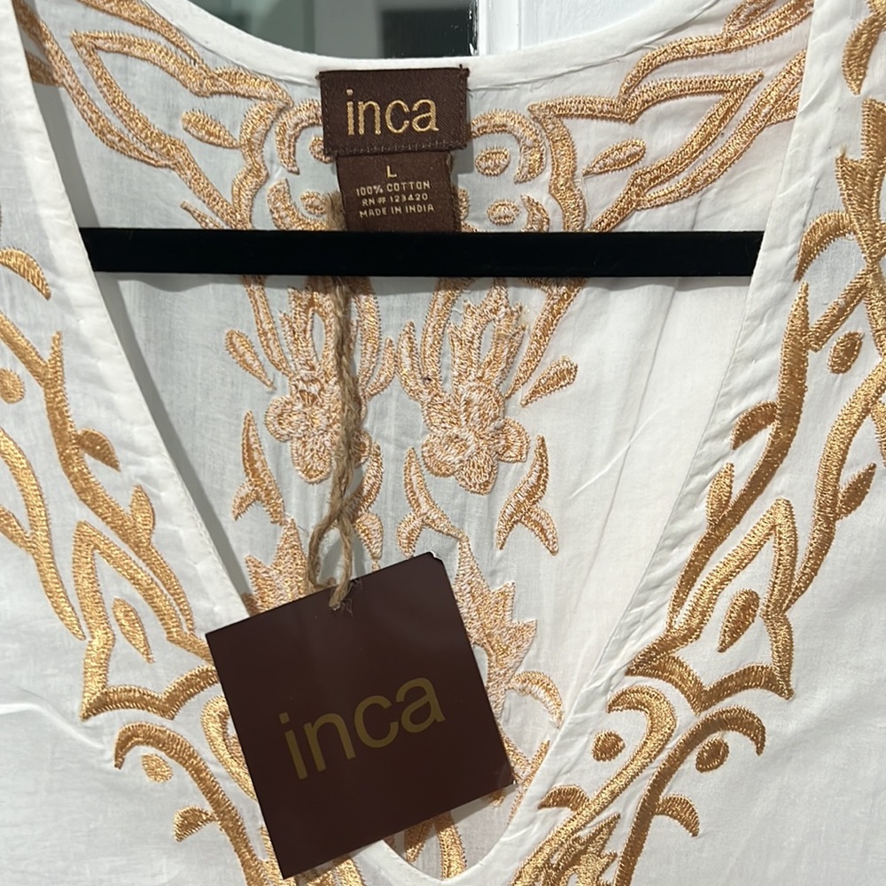 NWT INCA cotton embroidered full length tunic - Picture 6 of 6